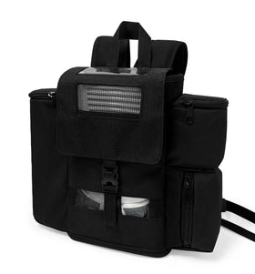 Black O2TOTES backpack for Inogen One G3 portable oxygen concentrator with side pockets