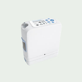 Inogen One G3 portable oxygen concentrator with display, showcased on a light background.