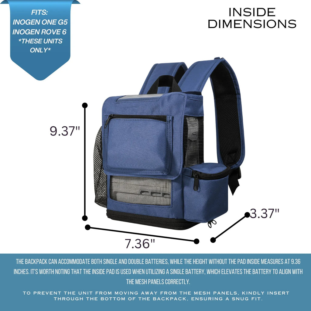 Inogen Rove 6 Backpack – Ultra-Lightweight Backpack with Zippered Bott