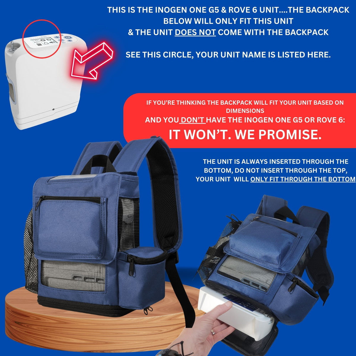 o2totes Inogen One G5 & Inogen Rove 6 Lightweight Backpack