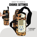 o2totes Inogen Rove 6 carry bag with pockets, leopard print design, mesh panels, pockets for accessories - O2TOTES