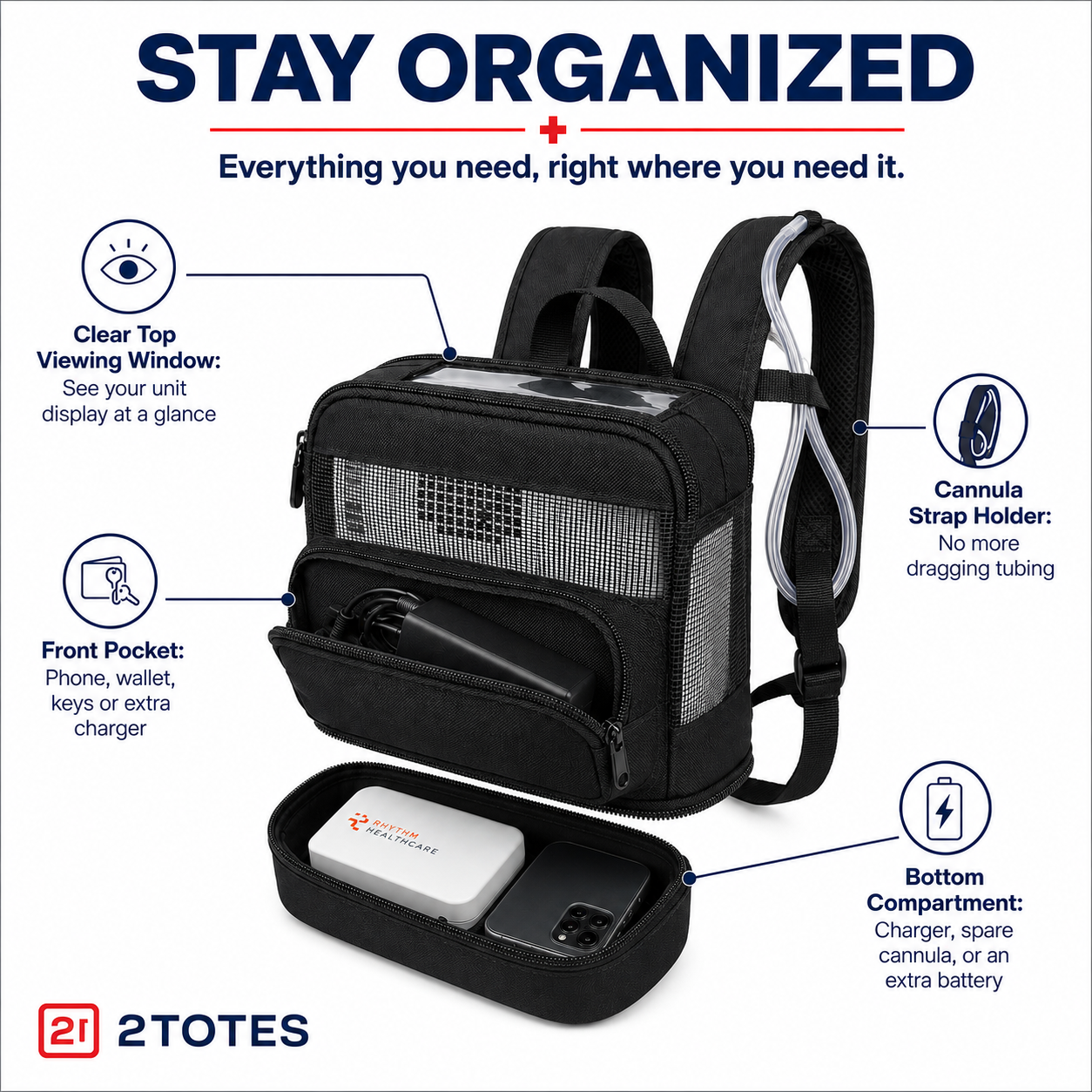 Backpack O2 The Rhythm Healthcare P2 Oxygen Concentrator Backpack by o2totes (with