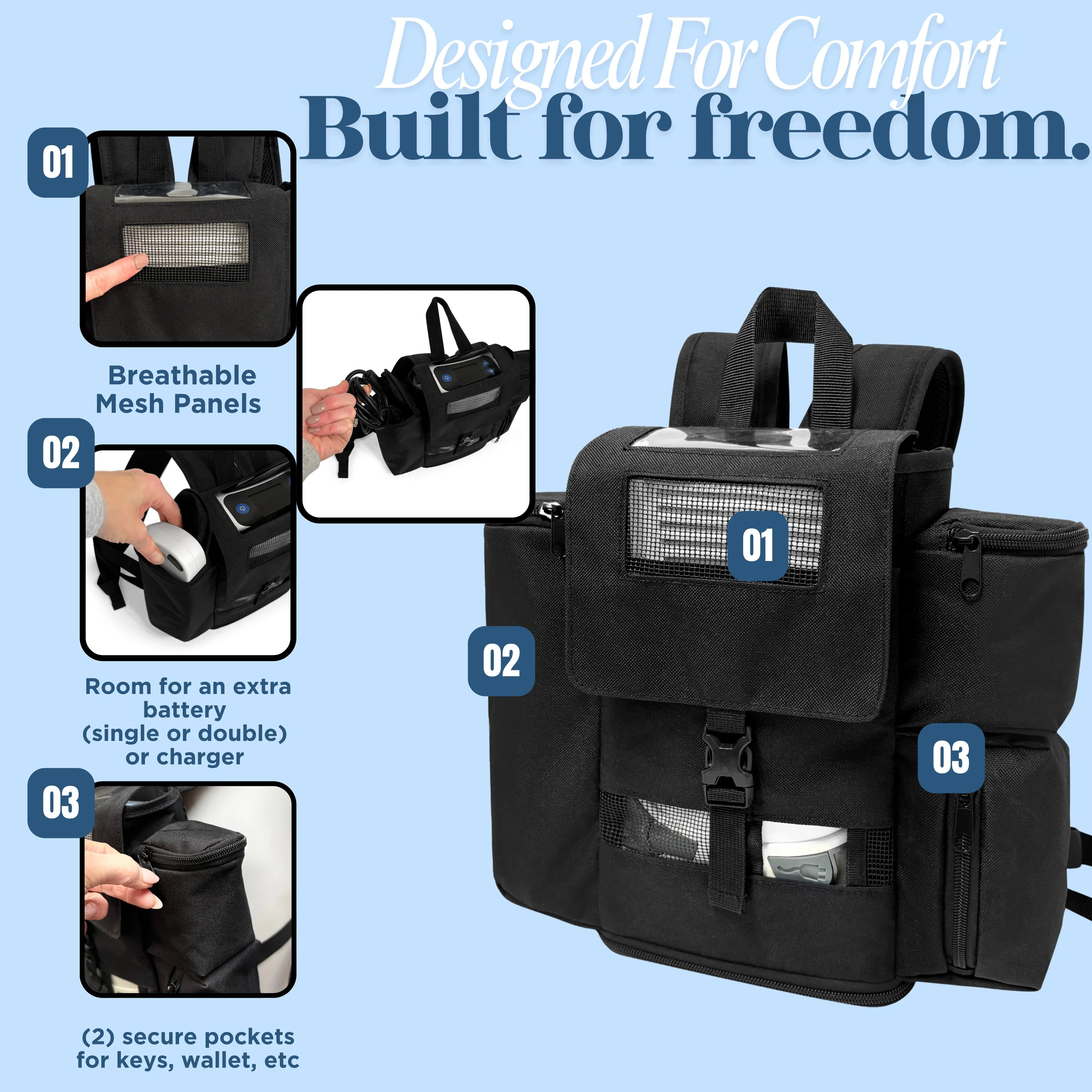 caire freestyle comfort mini backpack Oxigo charging cord CAIRE FreeStyle Comfort Portable Oxygen