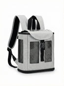 Light gray Inogen portable oxygen concentrator backpack with mesh panels and padded straps