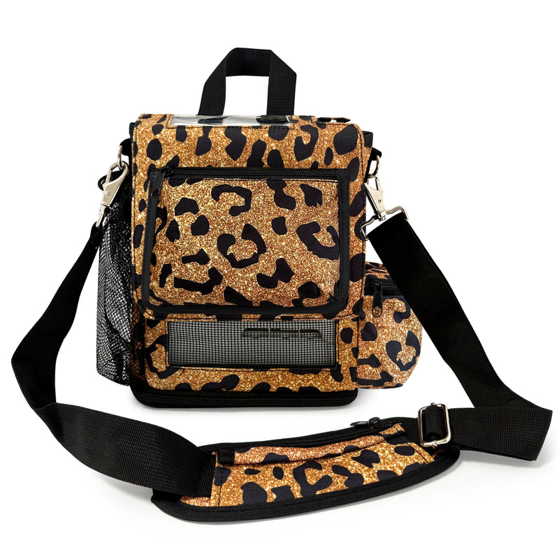 Carry Bag fit For Inogen One G5/Inogen Rove 6, with pockets, leopard print design, mesh panels, pockets for accessories