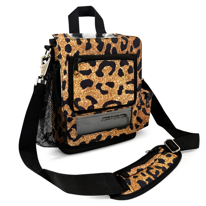 Carry Bag fit For Inogen One G5/Inogen Rove 6, with pockets, leopard print design, mesh panels, pockets for accessories