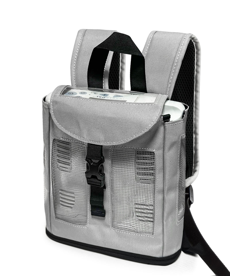 ULTRA LIGHTWEIGHT INOGEN ONE G3 BACKPACK BY O2TOTES IN GREY, MESH PANE