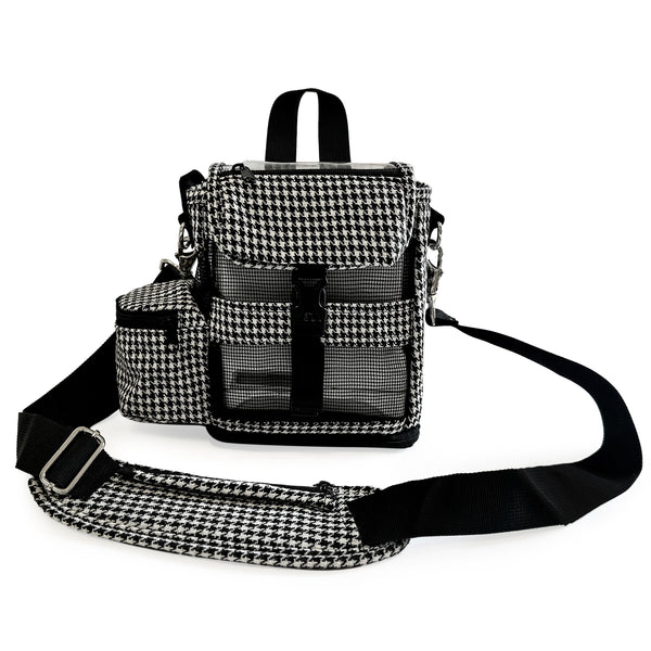 Carry Bag Fit For Inogen One G4, Crossbody & Purse in Black & white with pockets for extra Inogen accessories