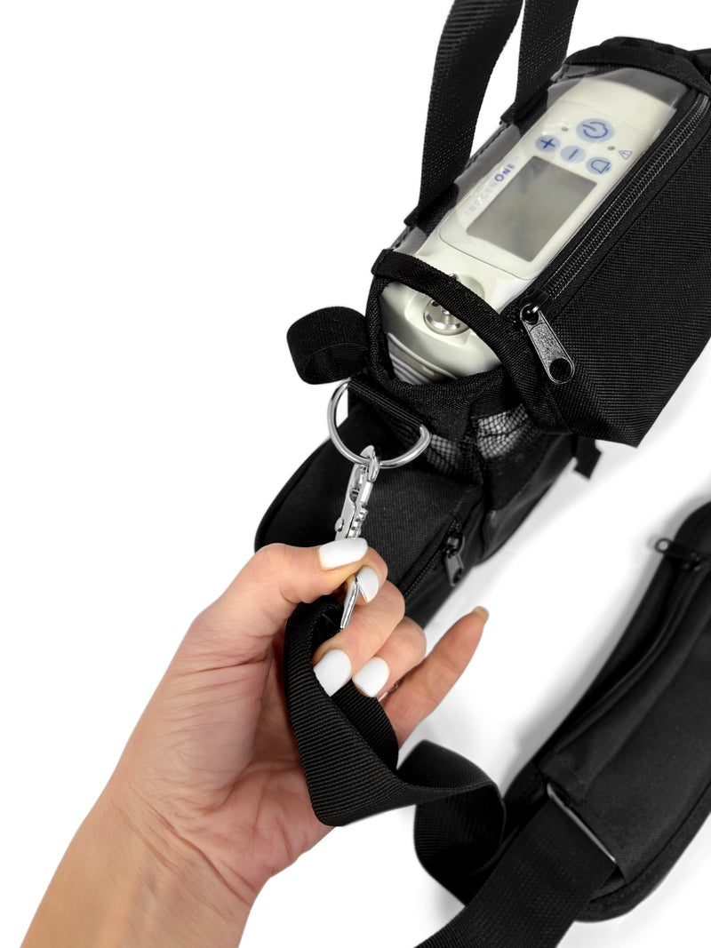 Inogen One G4/Inogen Rove 4 Carry Bag w/Pockets - Black by o2totes with zippered bottom, pockets