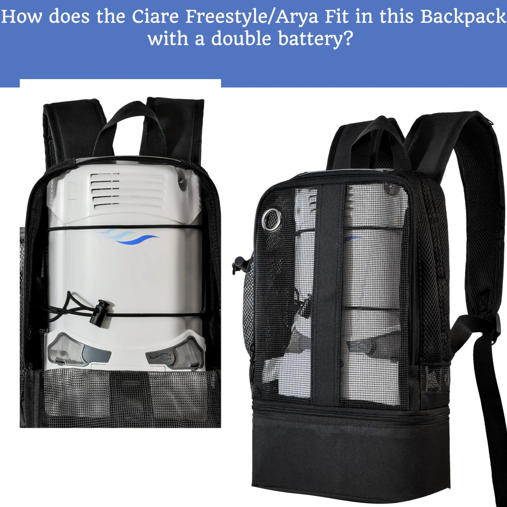 Oxygen Concentrator Backpack – Fits Caire FreeStyle Comfort & Respironics SimplyGo Mini