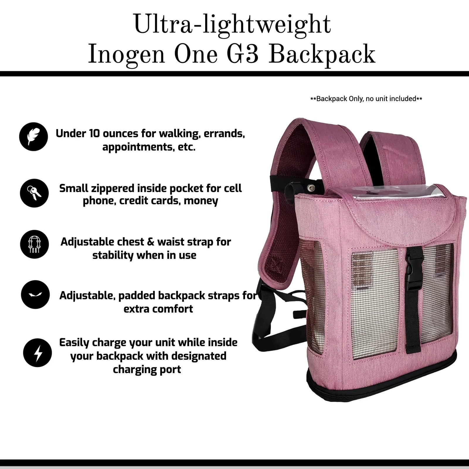 Inogen One G3 Backpack – Ultra Lightweight, Ventilated Oxygen Concentr