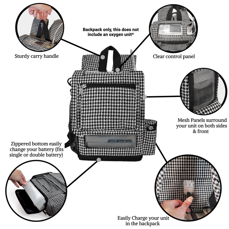 Inogen One G5 Backpack - Houndstooth - O2TOTES