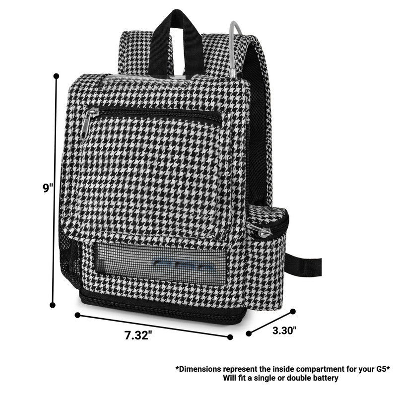 OxyGo Next Backpack lightweight backpack with pockets fits both batteries - Houndstooth - O2TOTES