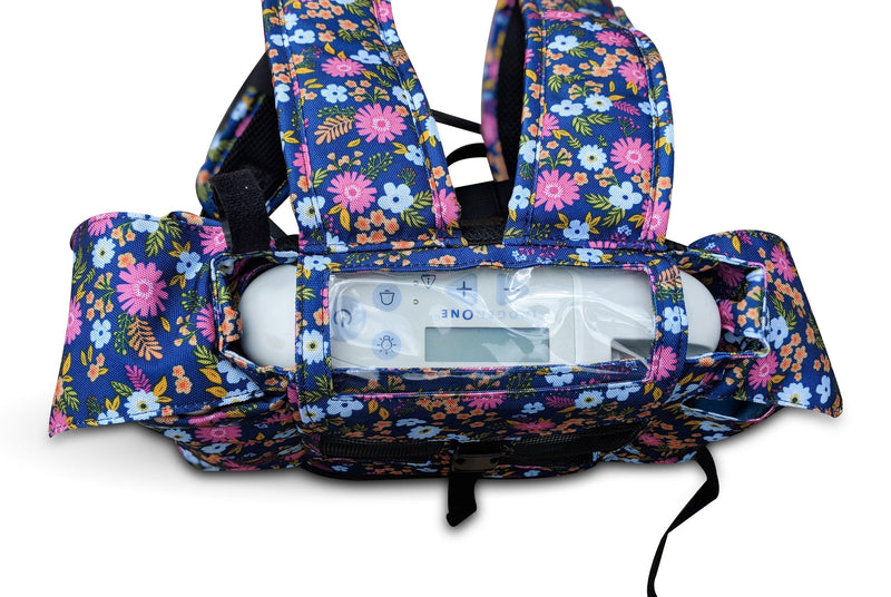 Inogen One G3 Backpack in Flower Print (also fits Oxygo unit) - O2TOTES