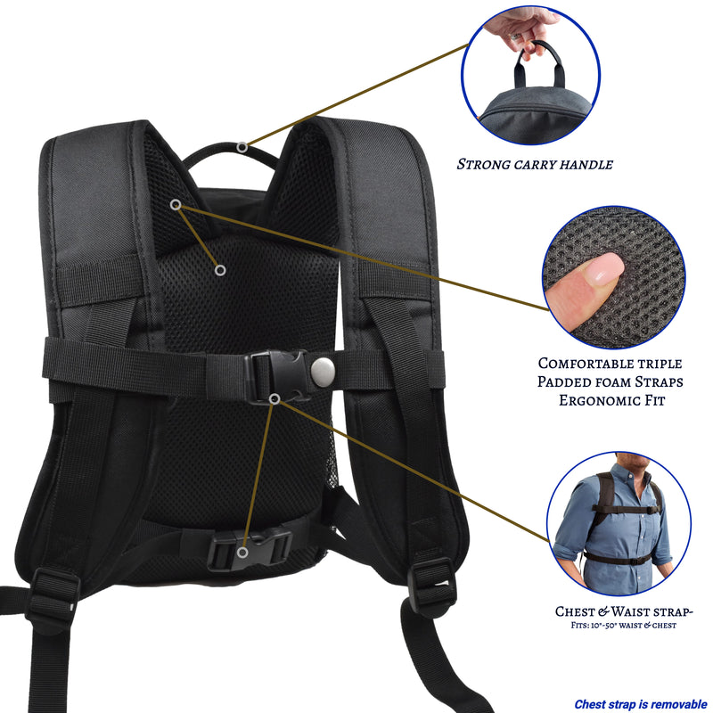 Inogen One G5 Slim Backpack w/ Extra Storage - Black - O2TOTES