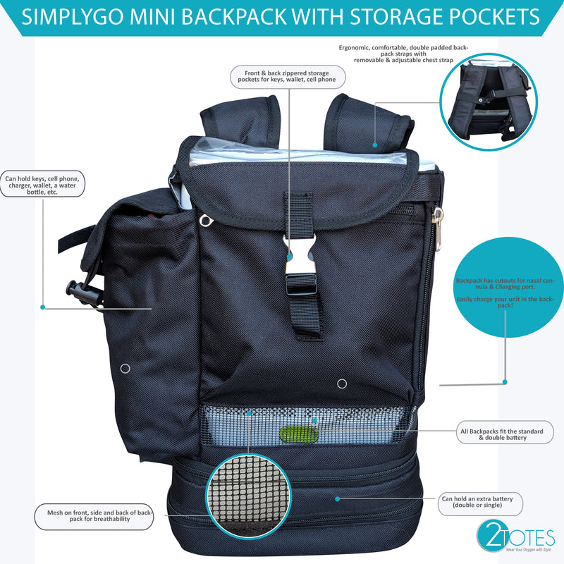 SimplyGo Mini Backpack in black - O2TOTES