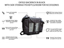 Oxygo Backpack in black with side pockets & comfort straps - O2TOTES